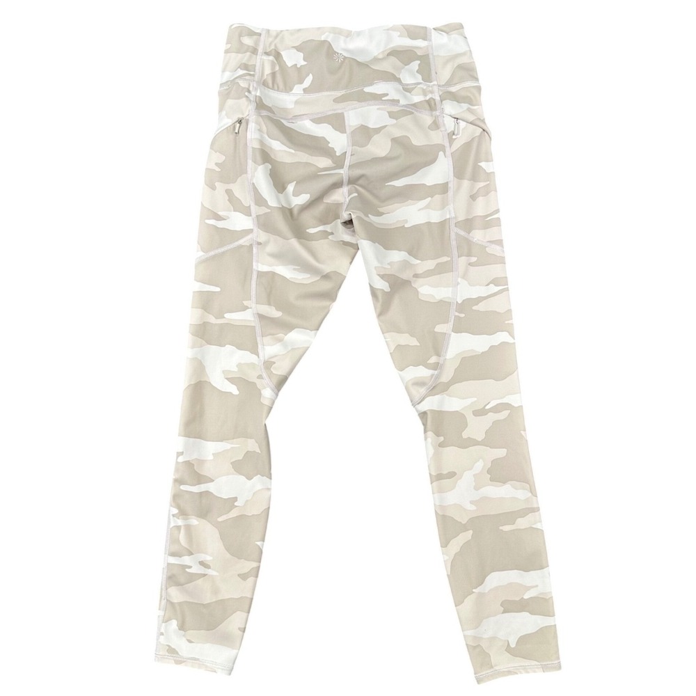 Athleta Camo Contender 7/8 Powerlift Leggings Womens Small White Tan‎ Pockets - Picture 2 of 11